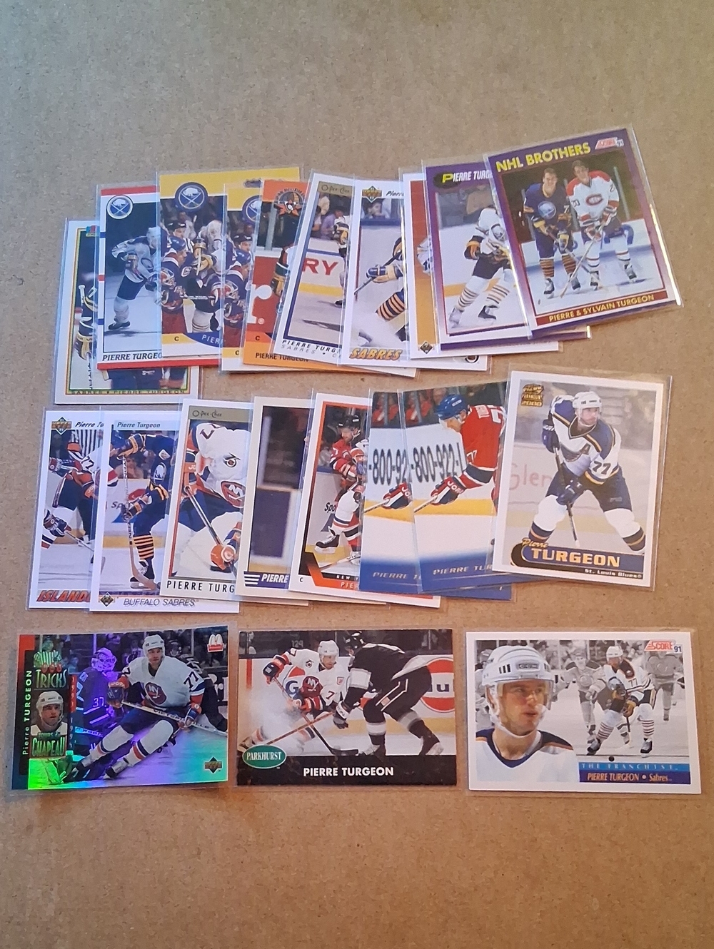 Pierre Turgeon Hockey Card Collection - Blue, White, Red Accents